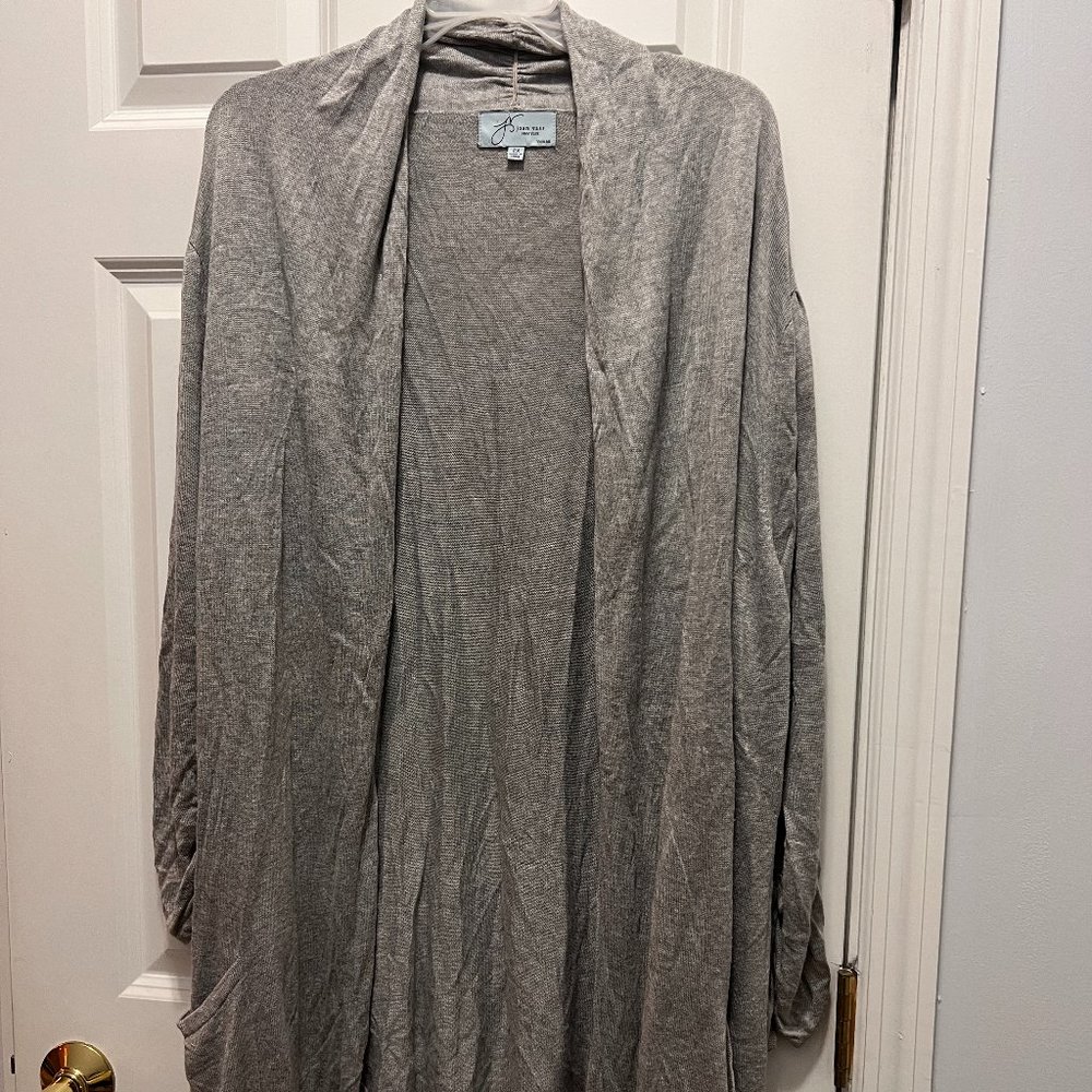 Joan Vass size 2x gray light open sweater